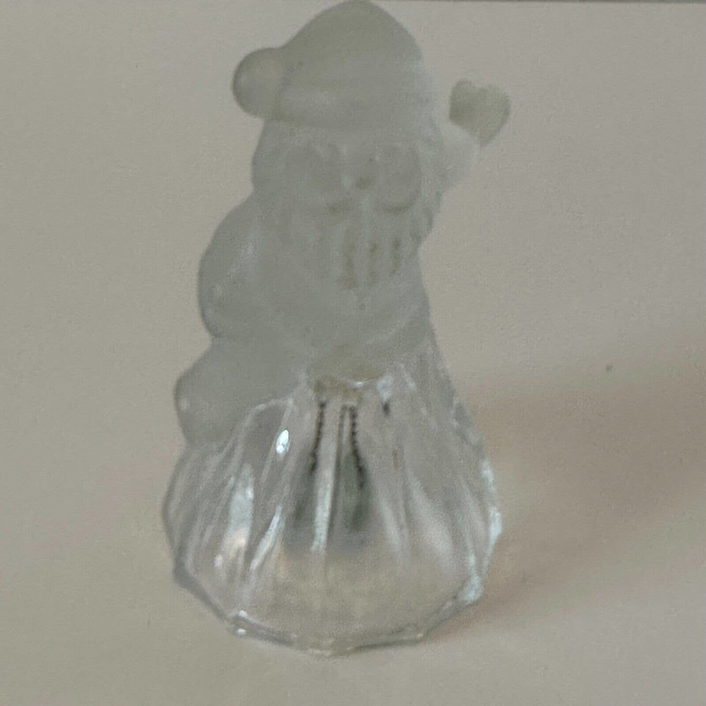 JSNY Lead Crystal Frosted Glass Santa Claus Christmas Bell 4.5" VINTAGE